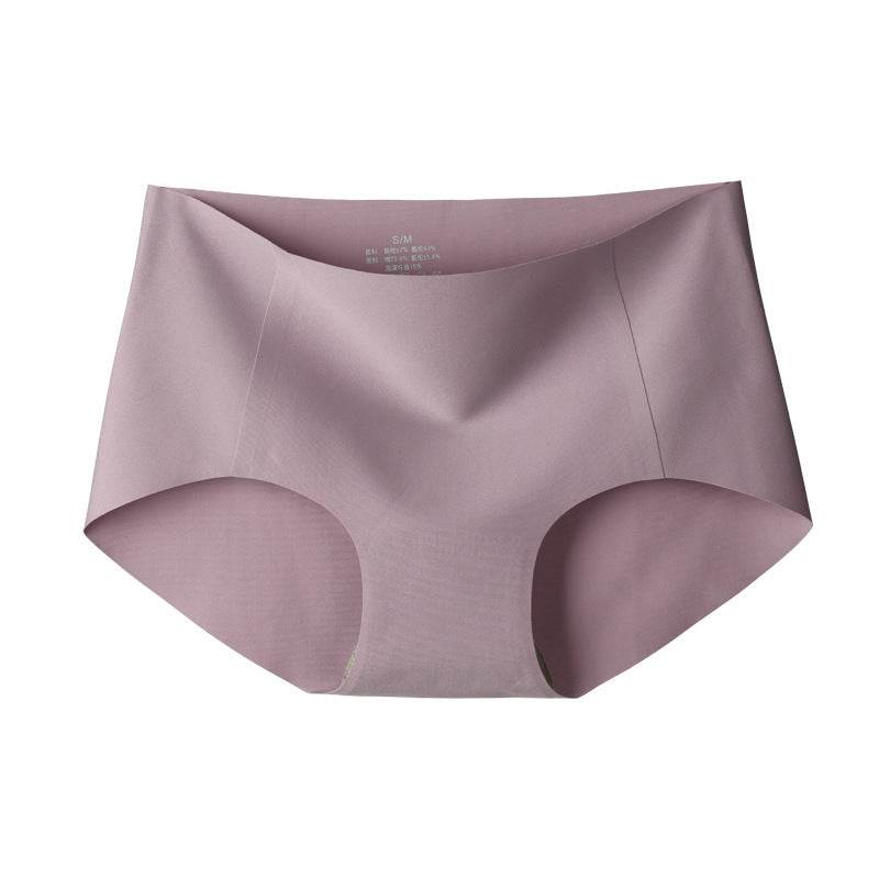 Women's Thin Mid-waist High-waist Plain Muscle Magic Seamless Panties - Mubimart
