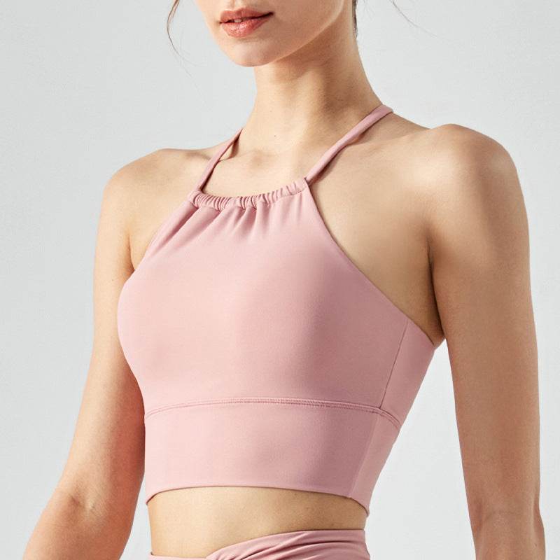 Front Collar Fold Movement Underwear Women With Chest Pad Workout Top - Mubimart