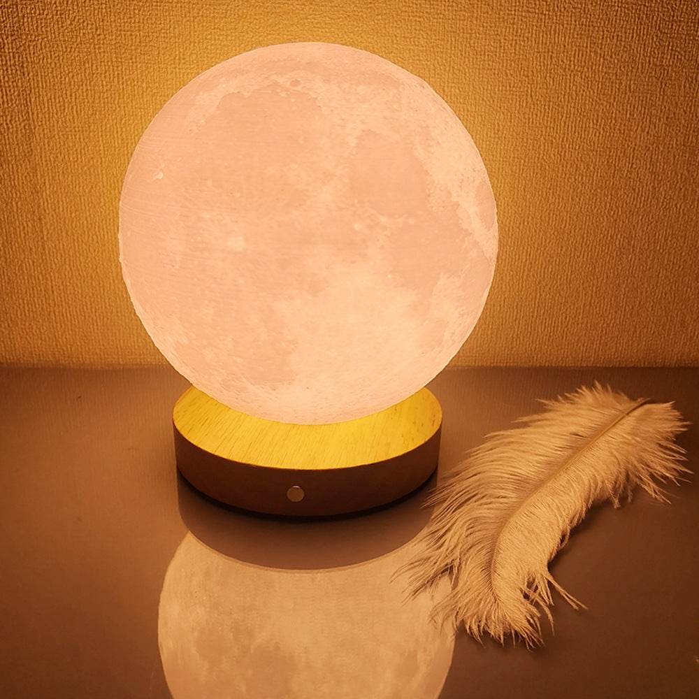 Rotating Sleeping Moon Small Night Lamp - Mubimart