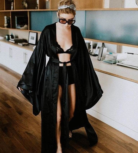 Fashion Nightwear One-piece Satin Bridesmaid Bathrobe - Mubimart