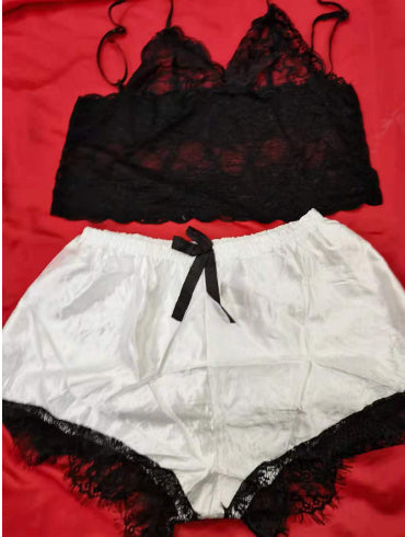 Midnight Charm Sexy Lingerie Lace Home Set - Mubimart -  