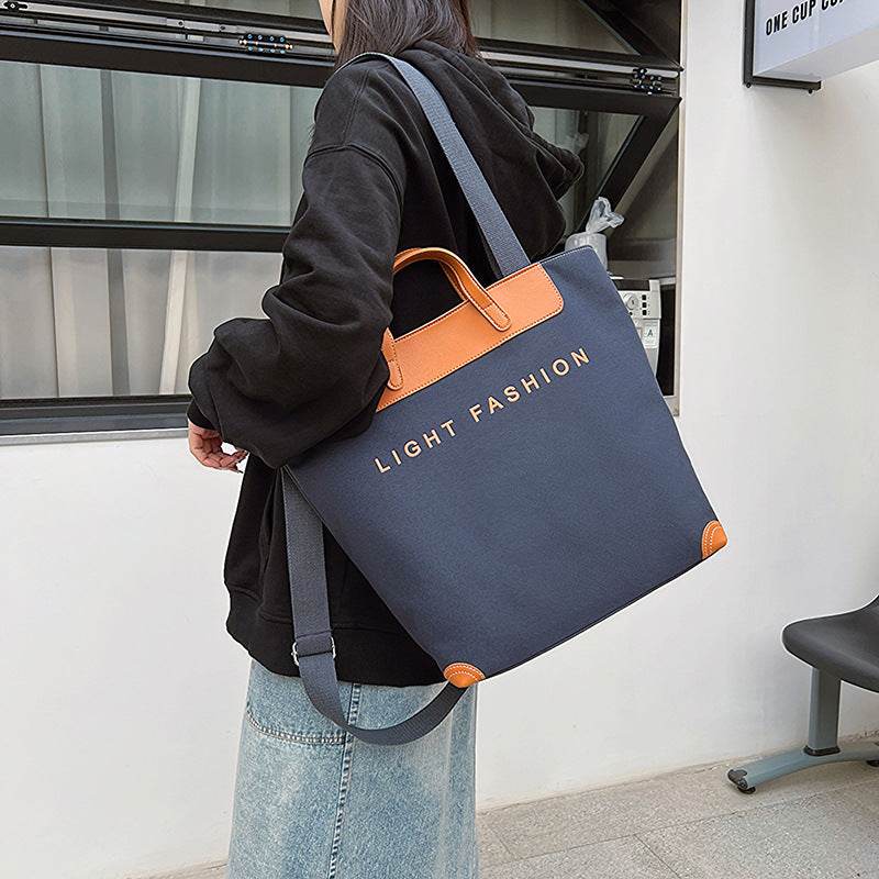 Canvas Shoulder Bag Women Ins Fashion Messenger Crossbody Bags Large Capacity Totes Handbag - Mubimart