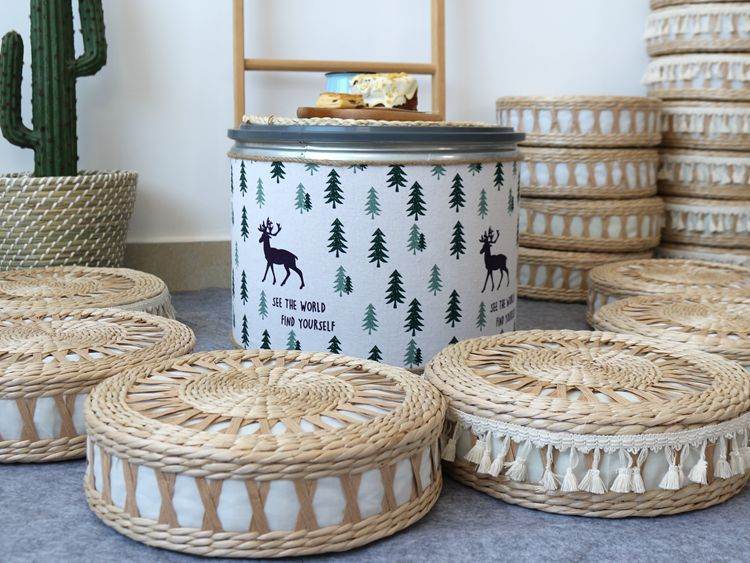 Handmade Straw Futon Seat Cushion Worship Buddha And Hit Thickening Floor Pillow Outdoor Decorative - Mubimart