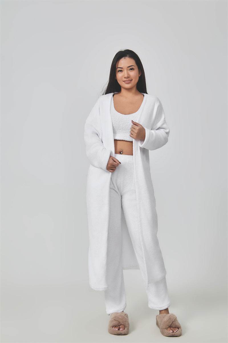 Cozy Pajama Set, 3 Piece Lounge Set, Cute Loungewear, Warm Suit Sets, Matching Set, Lounge Set, 3 Piece Pant Sets, Women Winter Dress - Mubimart