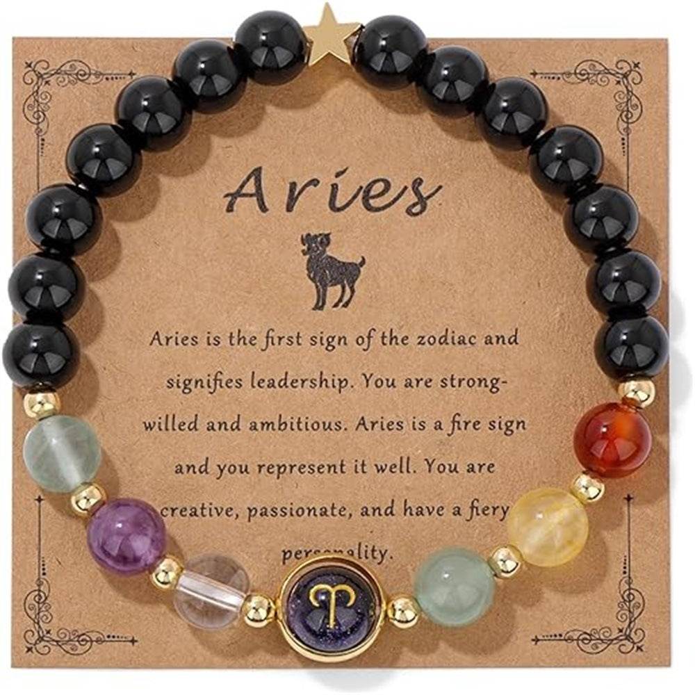 12 Constellation Beaded Bracelet Men And Women Natural Stone - Mubimart