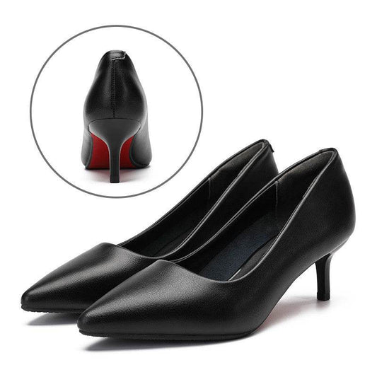 Leather Work Shoes Women Black - Mubimart