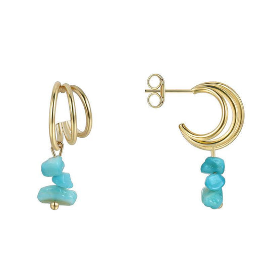 C Shape Hoop Earrings Women Turquoise - Mubimart