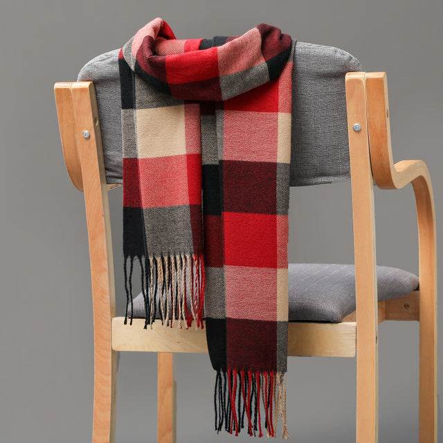 Mens And Girls Neckwear Cashmere Check Childrens Scarf - Mubimart
