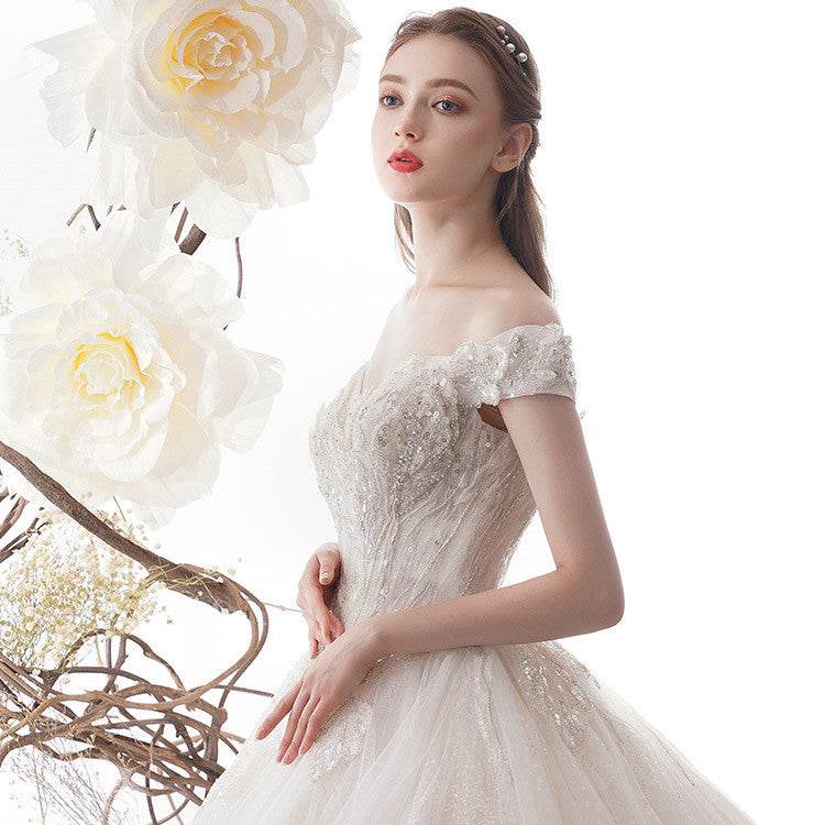 Women's Fashion Wedding Simple Large Trailing Dresses - Mubimart