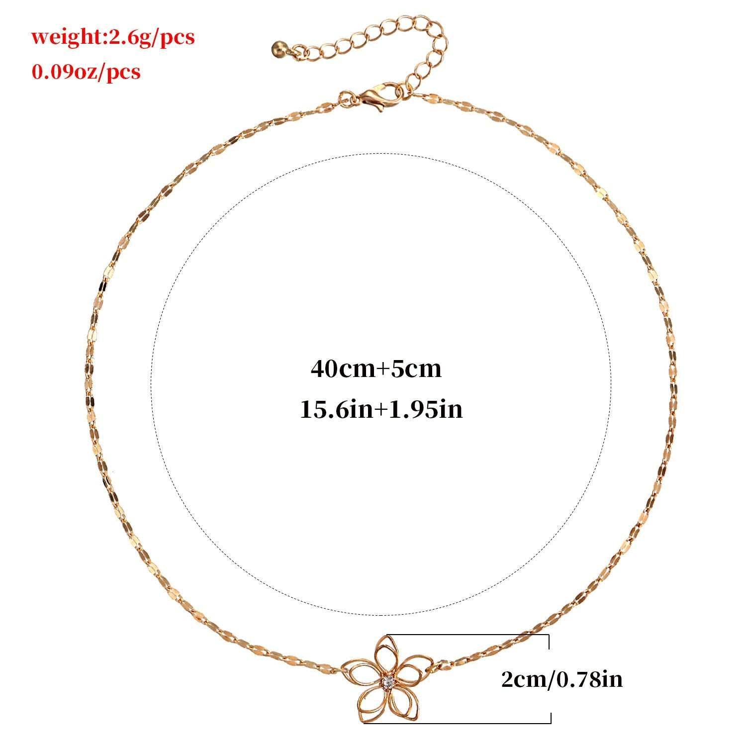 Simple Clavicle Chain Hollow Lotus Necklace Women - Mubimart