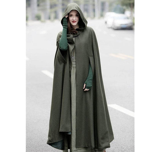 Autumn And Winter Women's 5-color Lengthened Cloak Ultra-long Shawl Coat Plus Size Coat - Mubimart