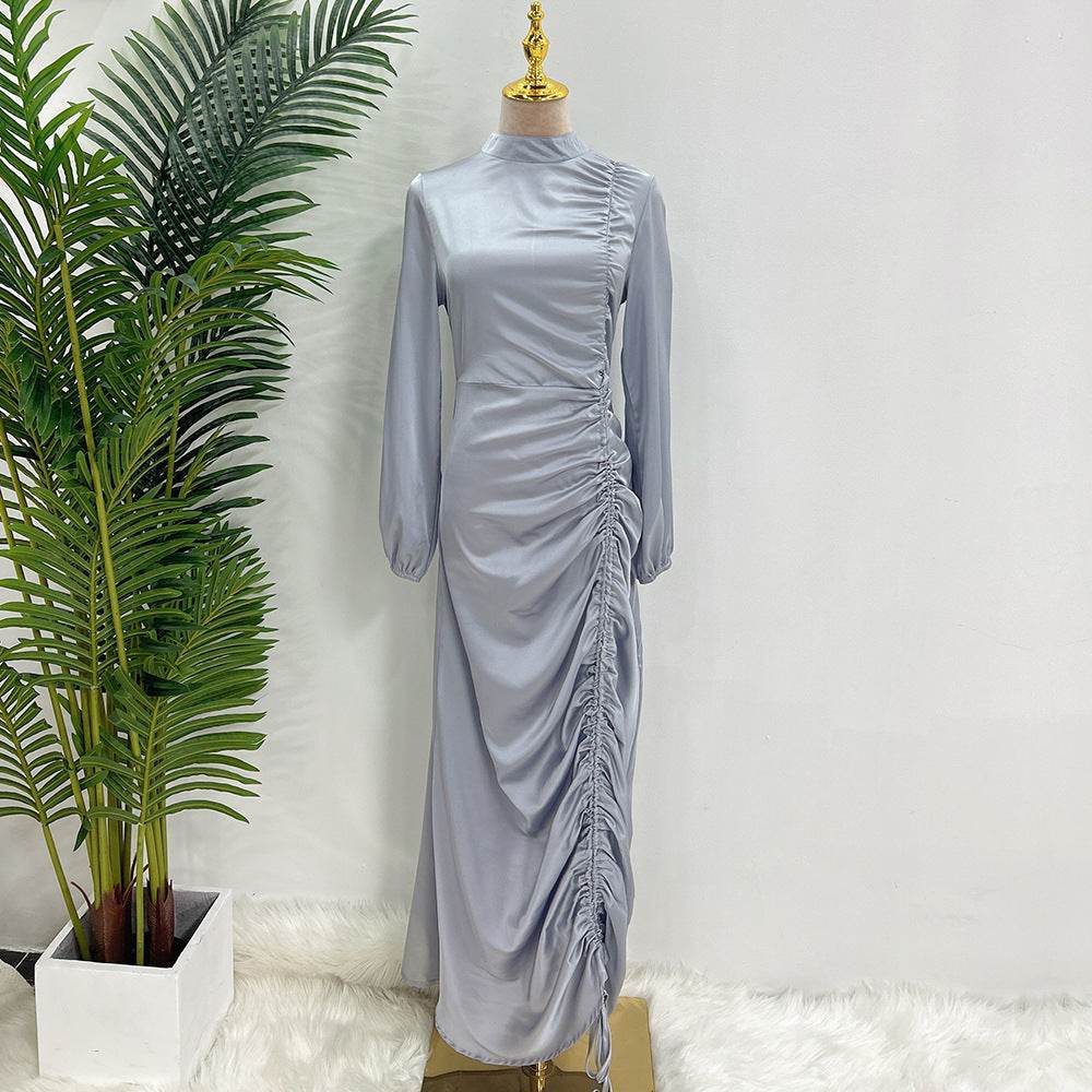 Ladies Feminine Solid Color Plus Size Robe Dress - Mubimart