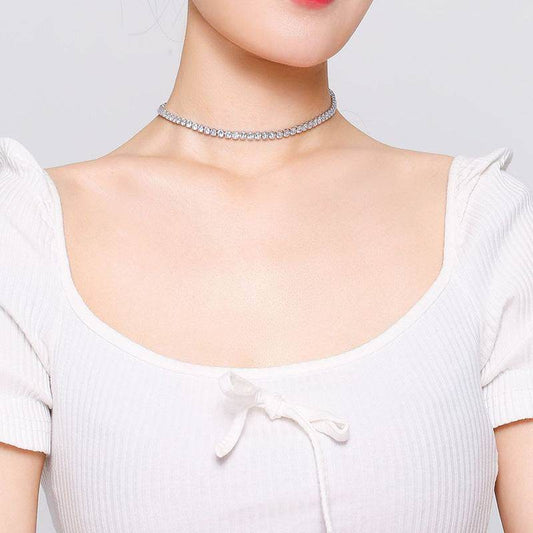 Round Zircon Short Chain Necklace For Women - Mubimart