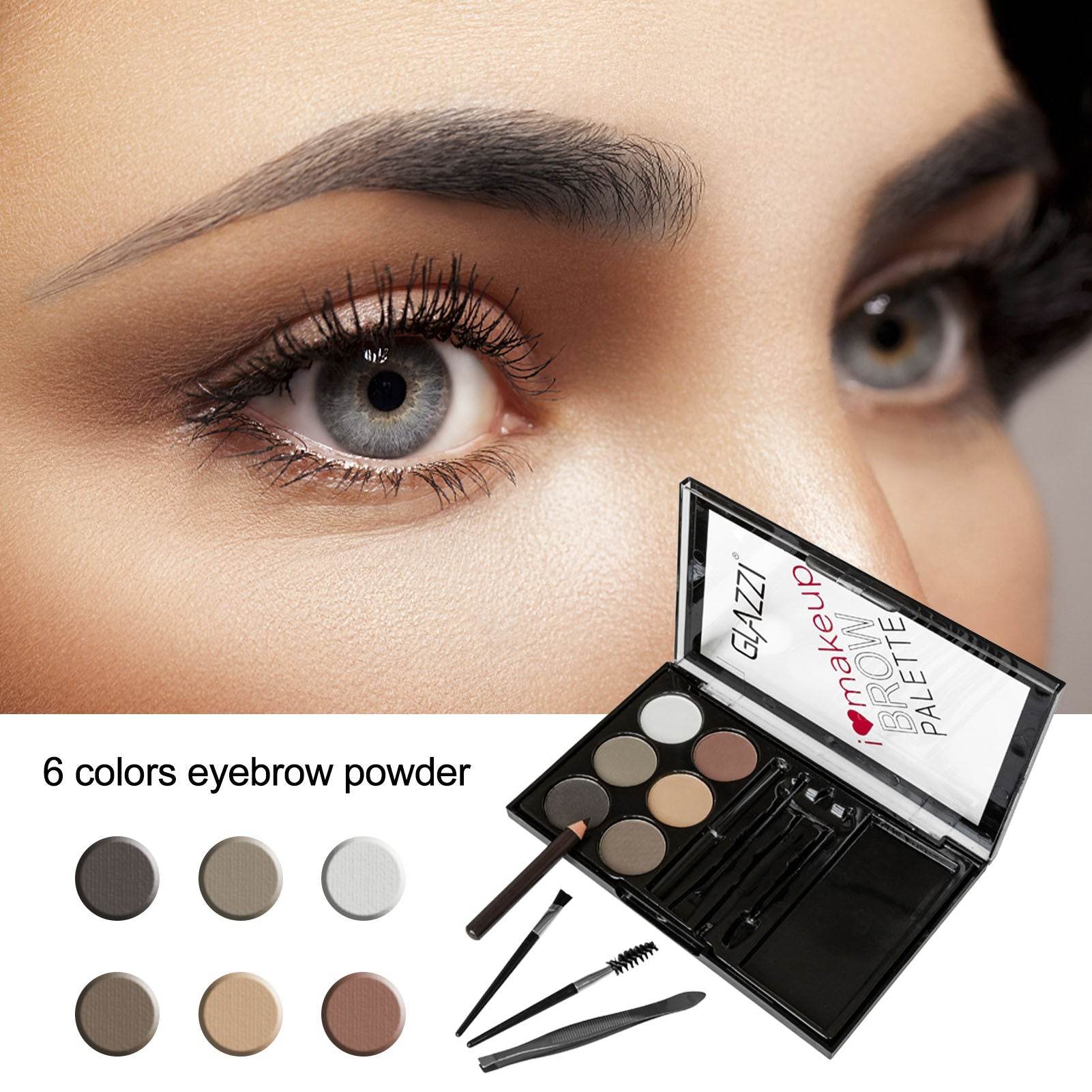 Natural Brown Eyebrow Powder Palette Eye Contour Enhancers Eye Brows Shadow Stamp Shaping Waterproof Makeup Kit With Brush - Mubimart