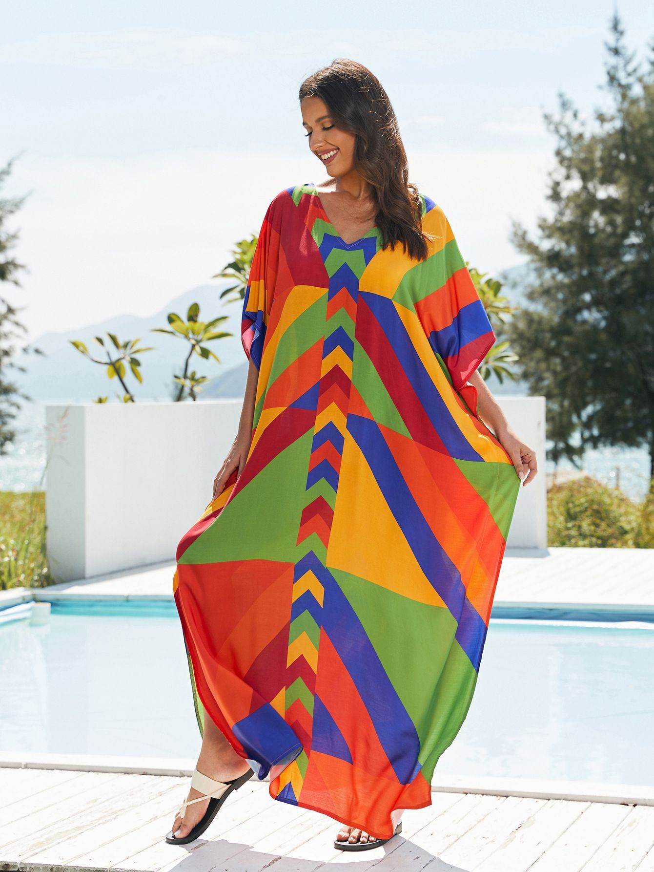 Plus Size Robe Blouse Beach Bikini Vacation Coat Dress Women - Mubimart
