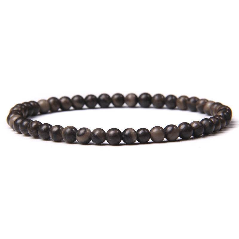 4mm Natural Agate Stone Beads Energy Charm Bracelet For Women - Mubimart