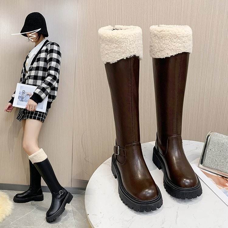 Plus Velvet Was Thin Snow Boots Tall And Thin Boots - Mubimart
