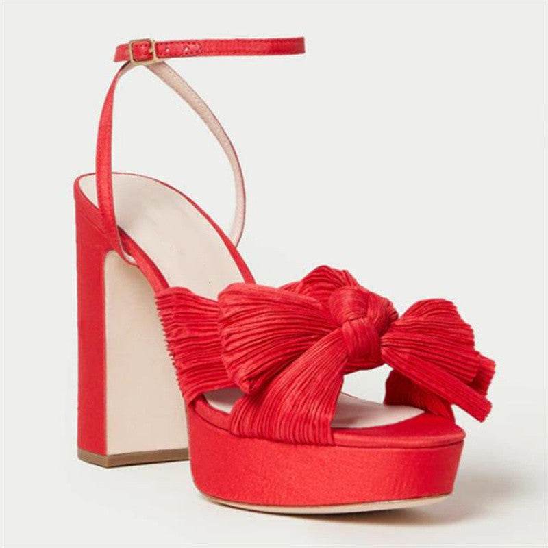 Women's Platform High Heels Fashion Bowknot Sandals - Mubimart