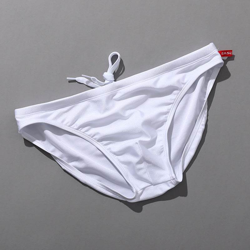 Men's Solid Color Glossy Swim Briefs - Mubimart