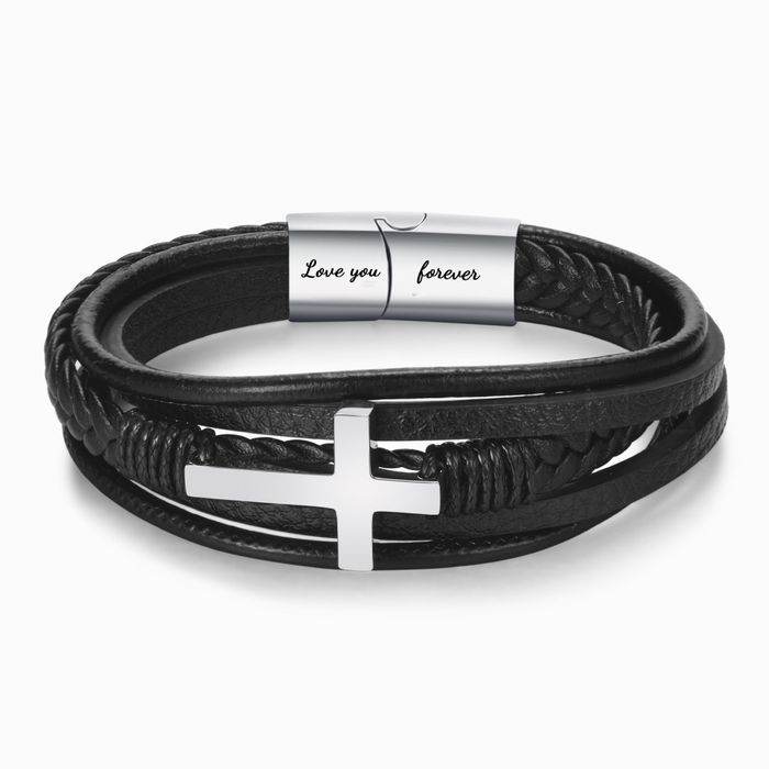 Mens Stainless Steel Cross Fashion Bracelet - Mubimart