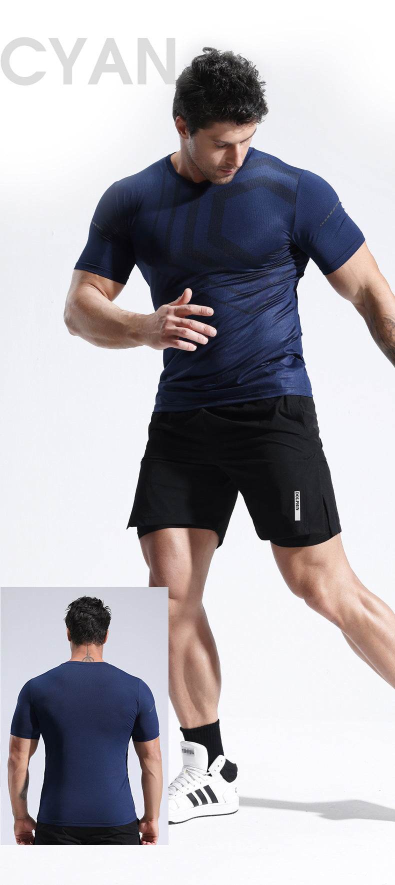 Quick-drying T-shirt Workout Clothes Summer Running Quick-drying T-shirt - Mubimart