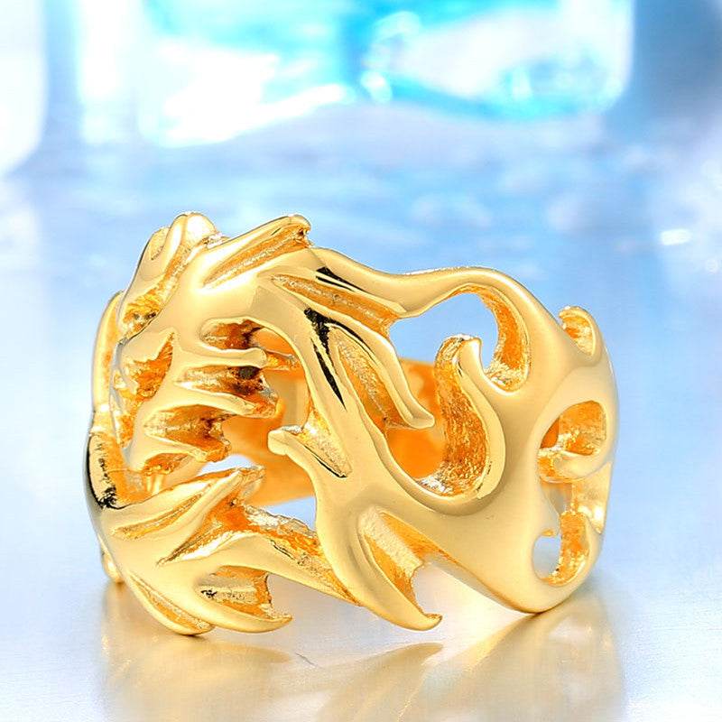 Trendy Fashion Stainless Steel Dragon-shaped Open Ring Personality Men Titanium Steel Ring Ornament - Mubimart