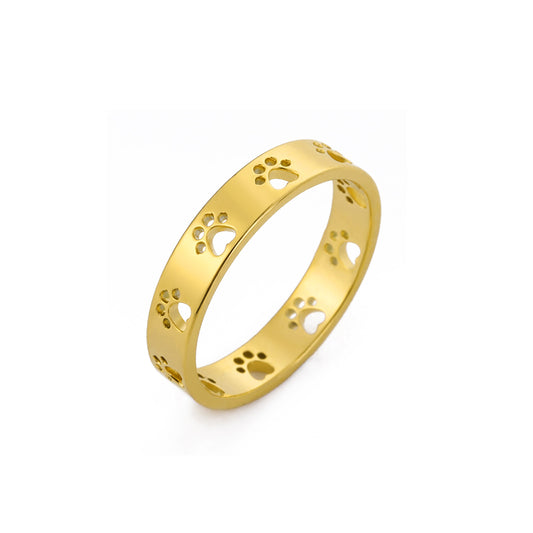 Animal Cat Dog Paw Prints Women's Stainless Steel Ring