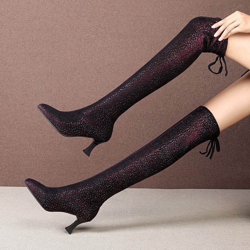 Over-the-knee Boots Women's High-heeled - Mubimart