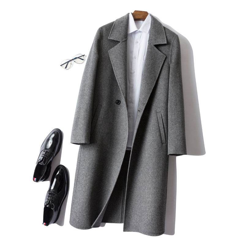 Long Dropped Shoulder Trench Coat Cashmere Coat - Mubimart