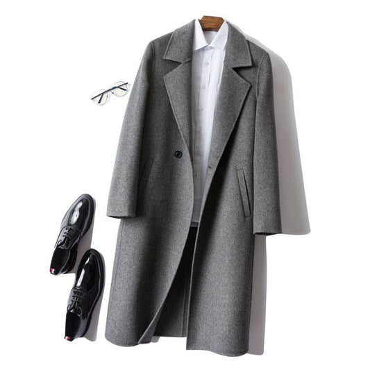 Long Dropped Shoulder Trench Coat Cashmere Coat - Mubimart