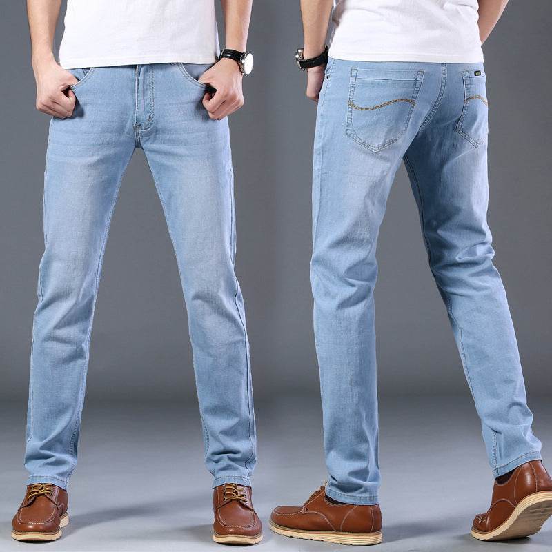 Men's Comfortable Elastic Straight Fit Jeans - Mubimart
