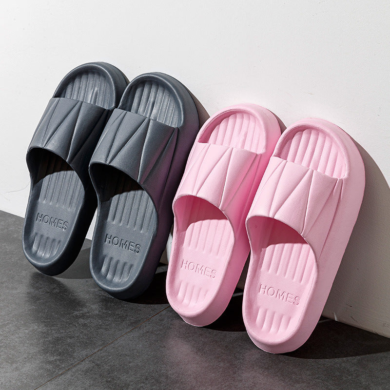 Non-slip Stripe Design Home Slippers Summer Thick Sole Floor Bathroom Slipper For Women Men House Shoes - Mubimart -  