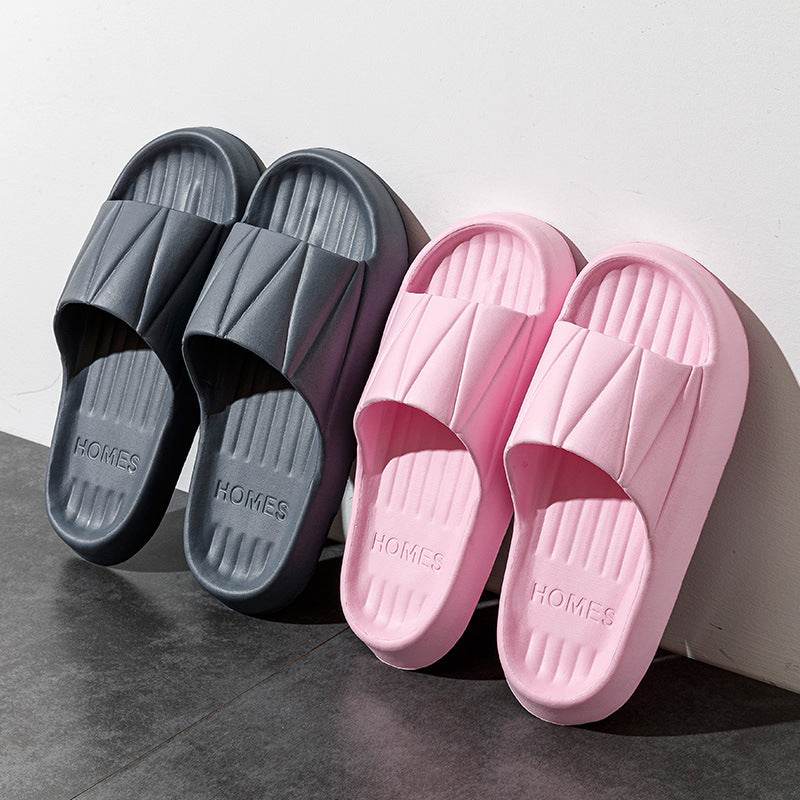 Non-slip Stripe Design Home Slippers Summer Thick Sole Floor Bathroom Slipper For Women Men House Shoes - Mubimart
