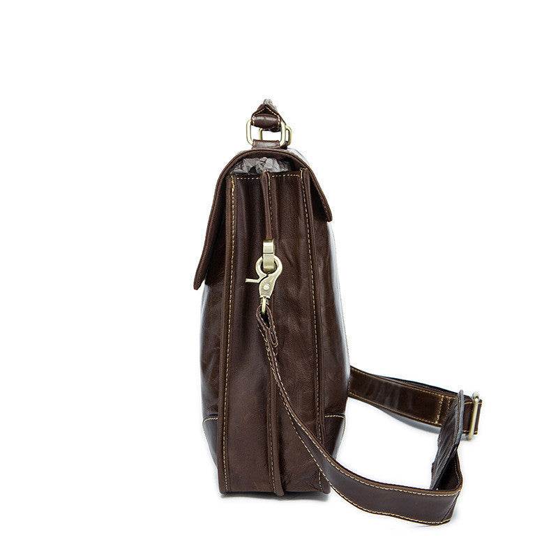 First Layer Cowhide Mens Bag Retro Trendy Texture Handbag - Mubimart