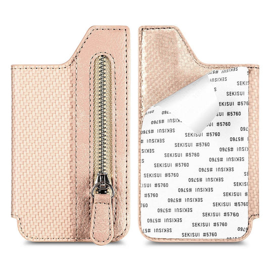 Card Holder Card Case Wallet Card Zipper Magnetic Snap Adhesive Portable Card Holder - Mubimart