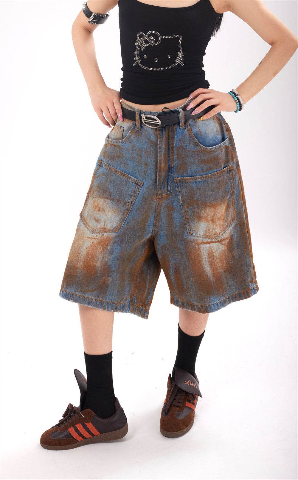 Fashion Inkjet Denim Shorts Men And Women - Mubimart