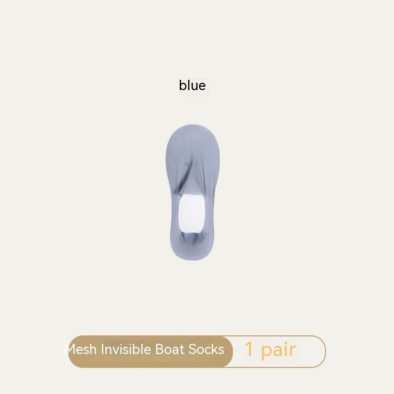Women's Mesh Boat Socks Summer Thin Cotton Bottom Non-slip Tight Ice Silk Arbitrary Cut Women's Low Cut Invisible Socks - Mubimart