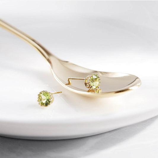 Natural Olivine Stud Earrings For Women - Mubimart