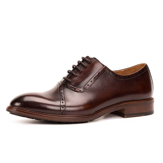 Men's Leather Lace-up Oxford Shoes - Mubimart