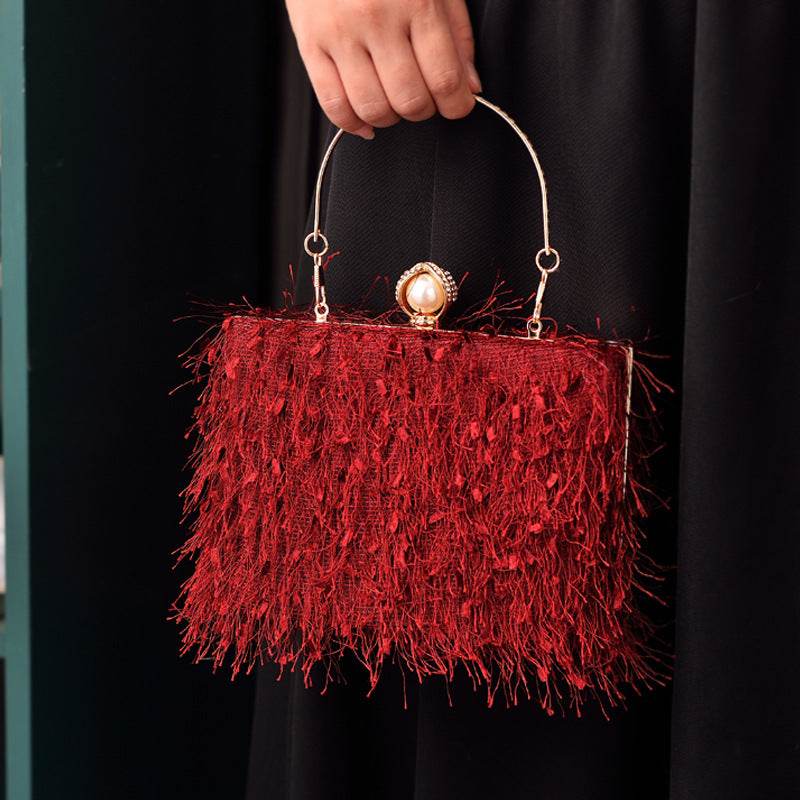 Tassel Handbags Women Dress Party Evening Bag Fashion Luxury Designer Square Bags Crossbody Shoulder Bag Ladies - Mubimart