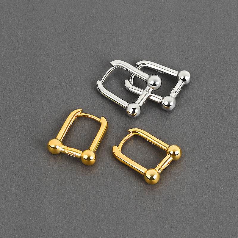 Silver Color U-Shape Women Creative Hoop Earrings Fine Jewelry - Mubimart