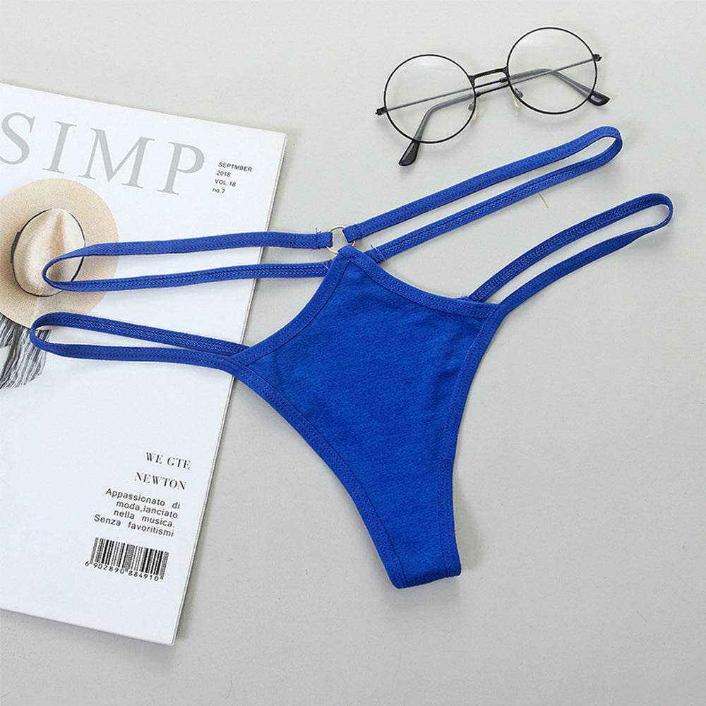 Sheer Bikini Strap Cutout Triangle Low Waist Women's Panties - Mubimart