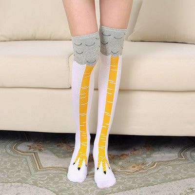 Spring And Autumn Knee Socks Funny Chicken Socks - Mubimart -  