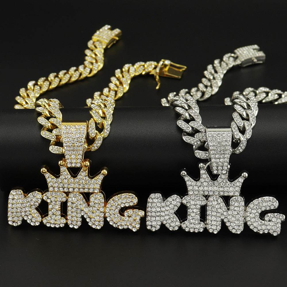 Mens Fashion Alloy Necklace With Diamond Pendant - Mubimart