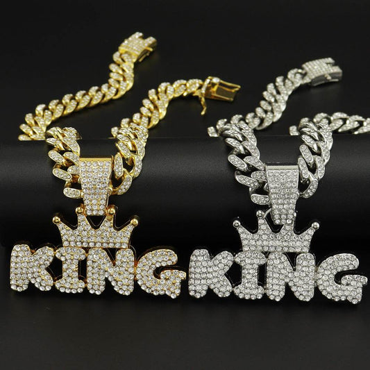 Mens Fashion Alloy Necklace With Diamond Pendant - Mubimart