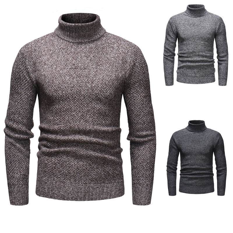 Turtleneck pullover sweater knitted sweater - Mubimart