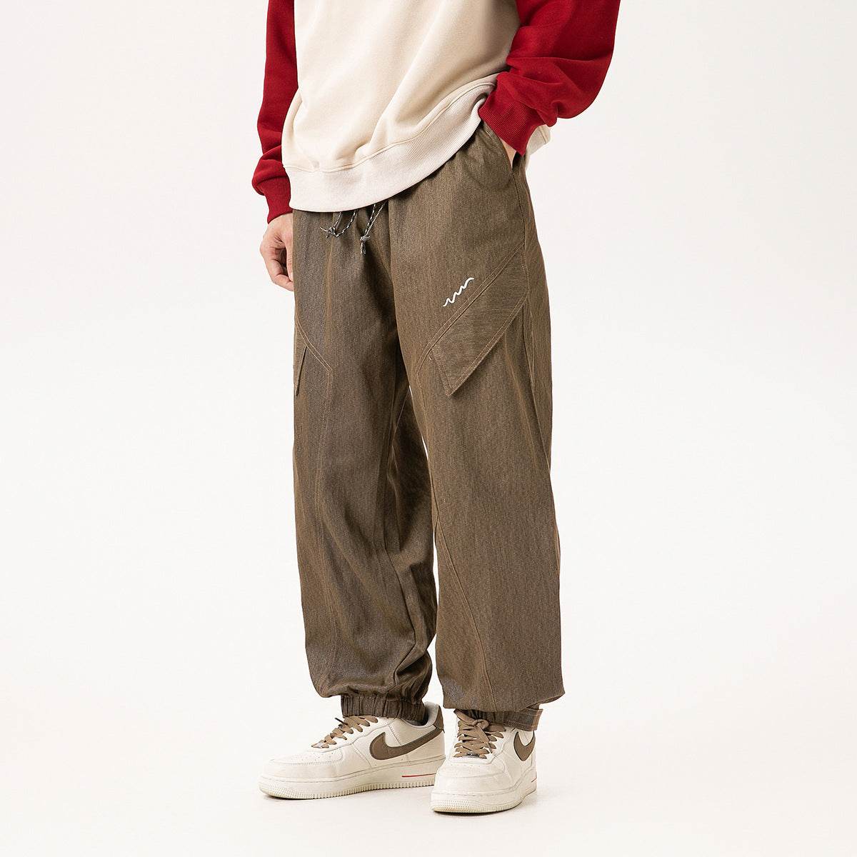 Men's All Cotton Loose Straight Jogger Pants - Mubimart