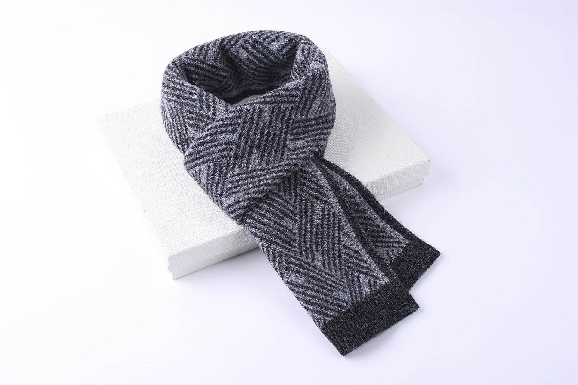 Knitted 100 Pure Wool Scarf For Men And Women Winter Korean Style Atmosphere - Mubimart