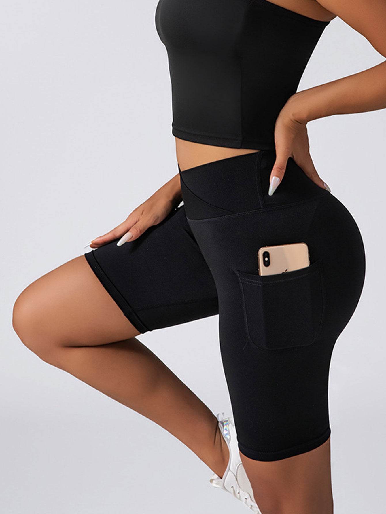 2 Pack High Waist Biker Shorts For Women-Workout Yoga Shorts Running Summer Soft Pants With Pockets - Mubimart