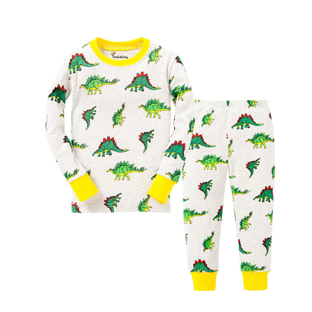 Cartoon Dinosaur Print Pajama Set - Mubimart -  